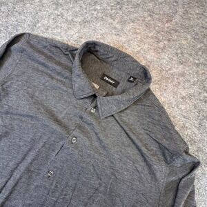 DKNY Mens XXL Charcoal Grey Cotton Long Sleeve Button Down Shirt 1002060